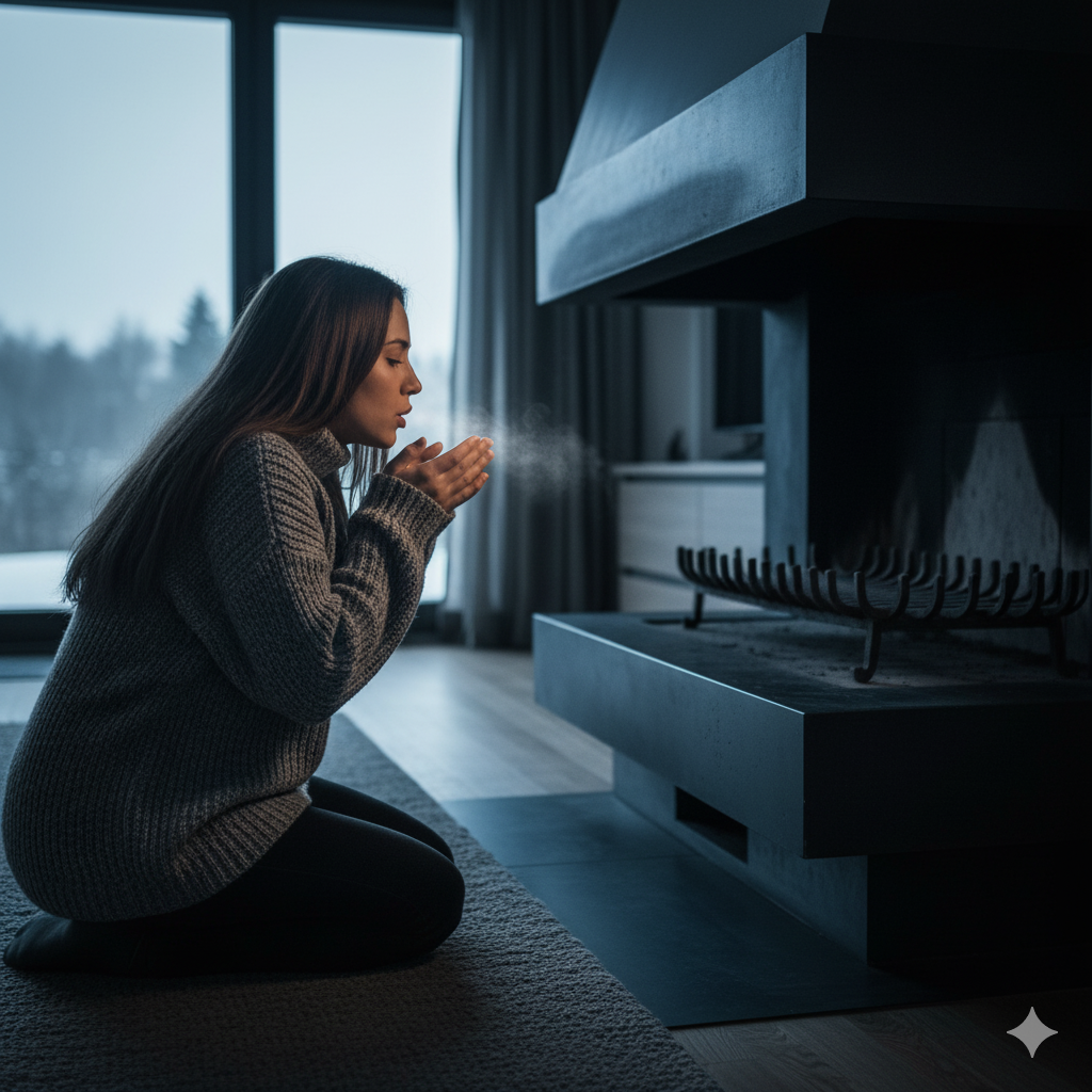 Femme au coin du feu